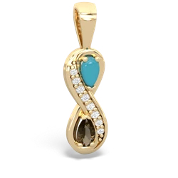 Turquoise Diamond Infinity 14K Yellow Gold pendant P5390