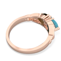 Turquoise Celtic Knot Double Heart 14K Rose Gold ring R5040