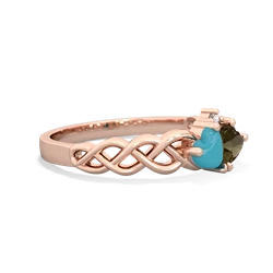 Turquoise Heart To Heart Braid 14K Rose Gold ring R5870