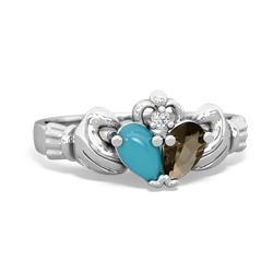 Turquoise 'Our Heart' Claddagh 14K White Gold ring R2388