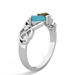 Turquoise 'One Heart' Celtic Knot Claddagh 14K White Gold ring R5322