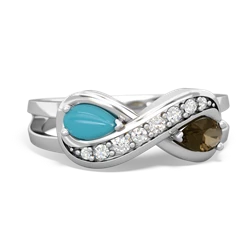 Turquoise Diamond Infinity 14K White Gold ring R5390