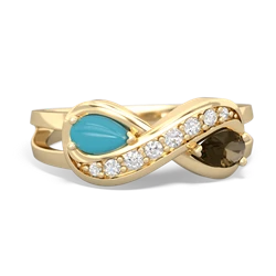 Turquoise Diamond Infinity 14K Yellow Gold ring R5390