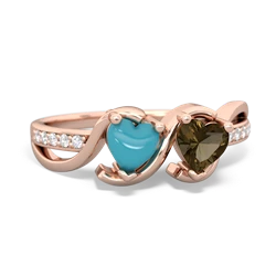 Turquoise Side By Side 14K Rose Gold ring R3090