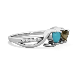 Turquoise Side By Side 14K White Gold ring R3090