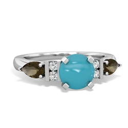 Turquoise 6Mm Round Eternal Embrace Engagement 14K White Gold ring R2005