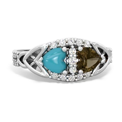 Turquoise Sparkling Celtic Knot 14K White Gold ring R2645