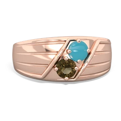 Turquoise Men's Streamline 14K Rose Gold ring R0460