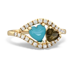 Turquoise Mother And Child 14K Yellow Gold ring R3010