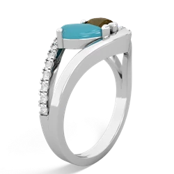 Turquoise Nestled Heart Keepsake 14K White Gold ring R5650