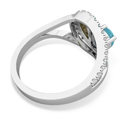 Turquoise Nestled Heart Keepsake 14K White Gold ring R5650