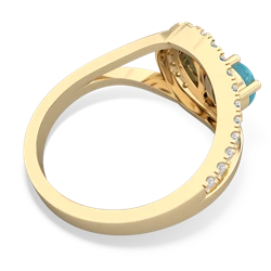 Turquoise Nestled Heart Keepsake 14K Yellow Gold ring R5650