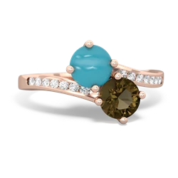 Turquoise Channel Set Two Stone 14K Rose Gold ring R5303