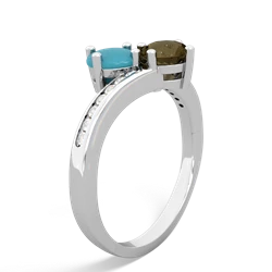 Turquoise Channel Set Two Stone 14K White Gold ring R5303