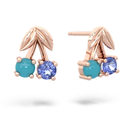 Turquoise Sweet Cherries 14K Rose Gold earrings E7001