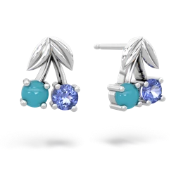 Turquoise Sweet Cherries 14K White Gold earrings E7001