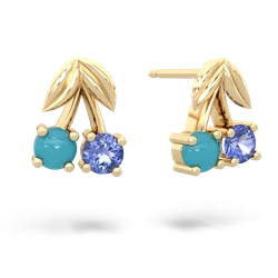 Turquoise Sweet Cherries 14K Yellow Gold earrings E7001