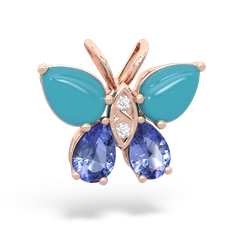 Turquoise Butterfly 14K Rose Gold pendant P2215