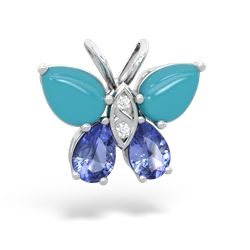 Turquoise Butterfly 14K White Gold pendant P2215