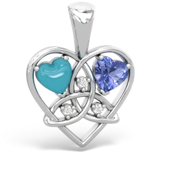 Turquoise Celtic Trinity Heart 14K White Gold pendant P5331