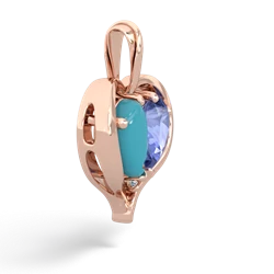 Turquoise Two Become One 14K Rose Gold pendant P5330