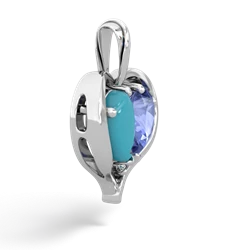 Turquoise Two Become One 14K White Gold pendant P5330