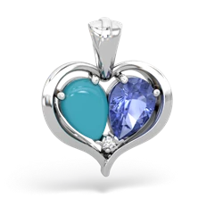 Turquoise Two Become One 14K White Gold pendant P5330