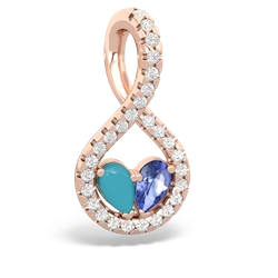 Turquoise Pave Twist 'One Heart' 14K Rose Gold pendant P5360