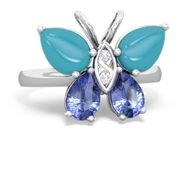 Turquoise Butterfly 14K White Gold ring R2215