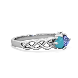 Turquoise Heart To Heart Braid 14K White Gold ring R5870