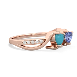 Turquoise Side By Side 14K Rose Gold ring R3090