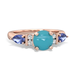 Turquoise 6Mm Round Eternal Embrace Engagement 14K Rose Gold ring R2005