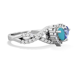 Turquoise Diamond Twist 'One Heart' 14K White Gold ring R2640HRT