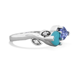 Turquoise Floral Elegance 14K White Gold ring R5790