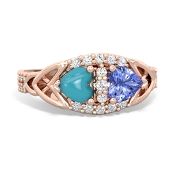 Turquoise Sparkling Celtic Knot 14K Rose Gold ring R2645