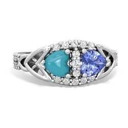 Turquoise Sparkling Celtic Knot 14K White Gold ring R2645