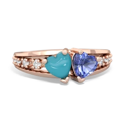 Turquoise Heart To Heart 14K Rose Gold ring R3342