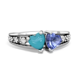 Turquoise Heart To Heart 14K White Gold ring R3342