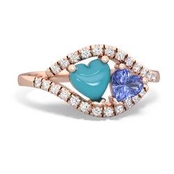 Turquoise Mother And Child 14K Rose Gold ring R3010