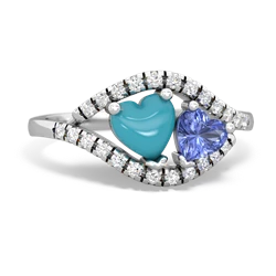 Turquoise Mother And Child 14K White Gold ring R3010