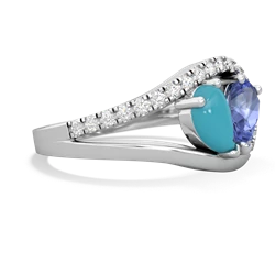 Turquoise Nestled Heart Keepsake 14K White Gold ring R5650