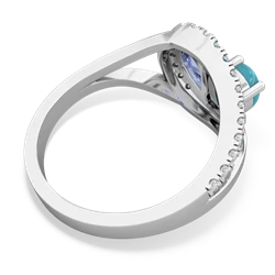 Turquoise Nestled Heart Keepsake 14K White Gold ring R5650