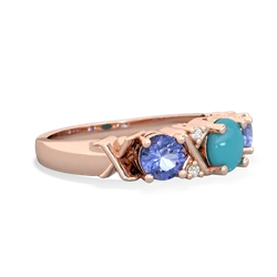 Turquoise Hugs And Kisses 14K Rose Gold ring R5016