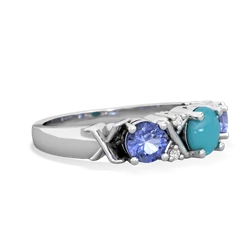 Turquoise Hugs And Kisses 14K White Gold ring R5016