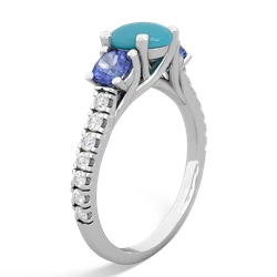 Turquoise Pave Trellis 14K White Gold ring R5500