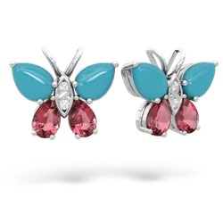 Turquoise Butterfly 14K White Gold earrings E2215