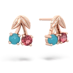 Turquoise Sweet Cherries 14K Rose Gold earrings E7001