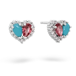 Turquoise Halo 14K White Gold earrings E7008
