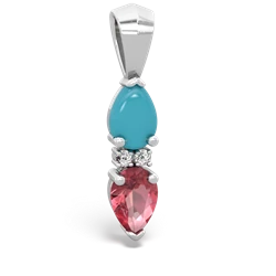 Turquoise Bowtie Drop 14K White Gold pendant P0865