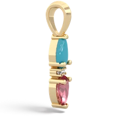 Turquoise Bowtie Drop 14K Yellow Gold pendant P0865